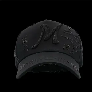 31 HATS EL MAGO TOTAL BLACK solo gorra  THIRTY ONE with Embroidered Letter M and Rhinestone Accents