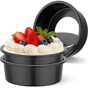 Round Cake Pan, 3 Pack 6 Inch Carbon Steel Cake Pan with Removable Bottom, Non Stick Cheesecake Mold Metal Tin for Oven Baking