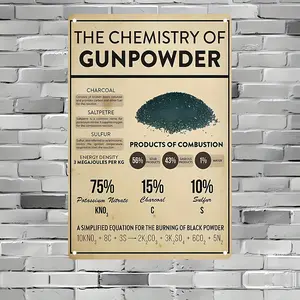 1pc The Chemistry of Gunpowder Science Educational Decor Vintage Style 8x12 Inch Aluminum Sign Home School Decor for Science Enthusiasts Retro Aesthetic Lovers