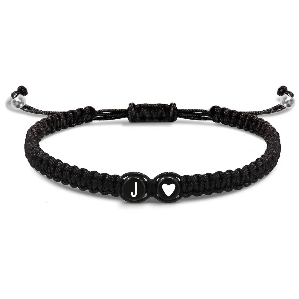 Heart shaped letter woven bracelet, 26 letter bracelet, adjustable woven heart shaped bracelet, suitable for mothers and daughters' birthday gifts