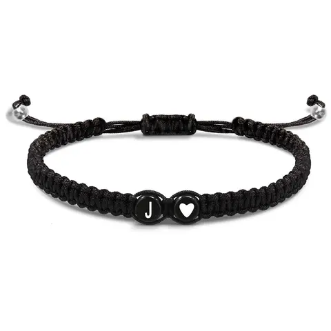 Heart shaped letter woven bracelet, 26 letter bracelet, adjustable woven heart shaped bracelet, suitable for mothers and daughters' birthday gifts