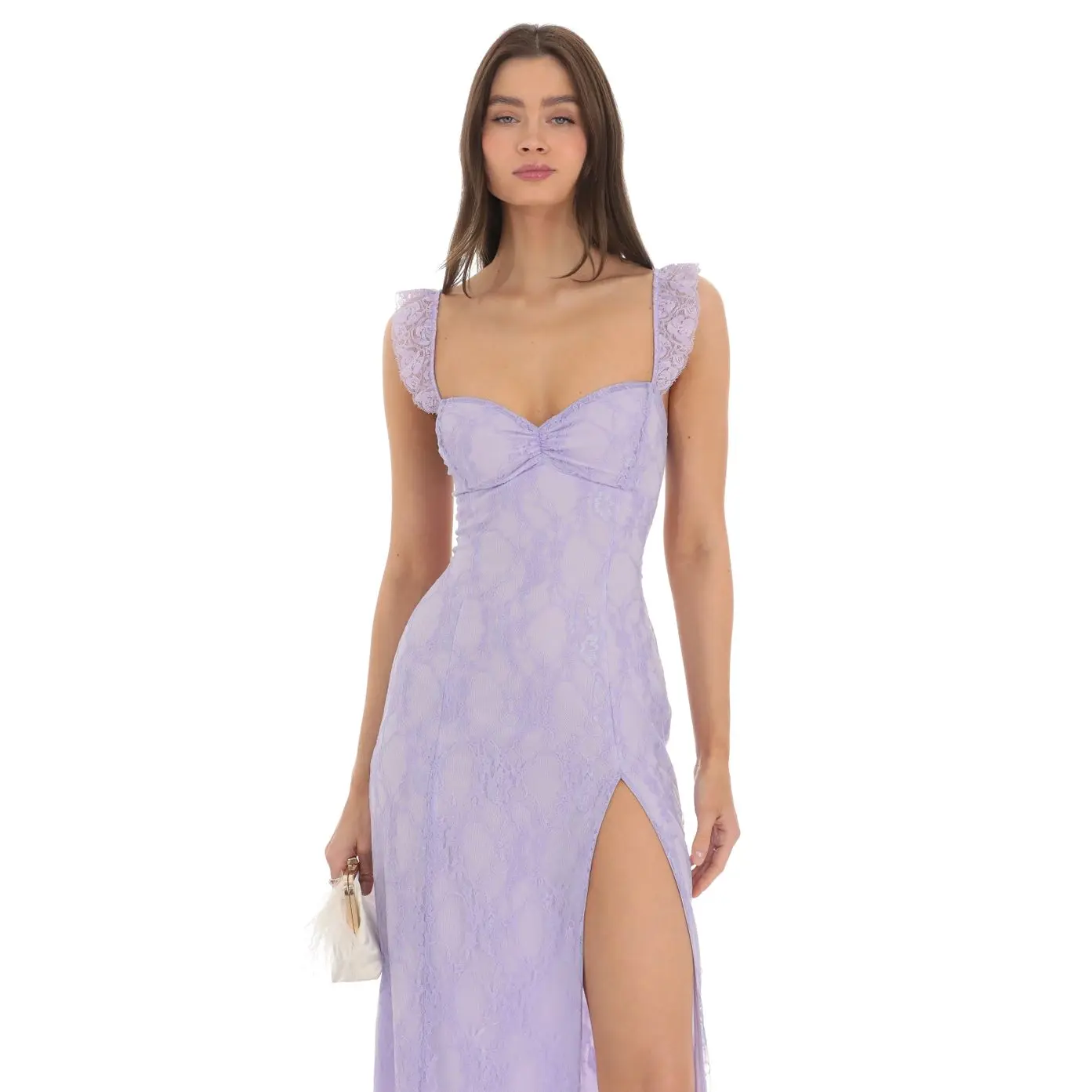 Lucy In The Sky Lace Ruffle Sleeve Maxi Dress in Lavender - TikTok Shop