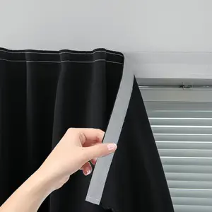 Magic Tape Blackout Curtain 1 Count Window Curtain, Party Decor, Easy to Install for Bedroom, Living Room, Kitchen, Blackout Window Cover