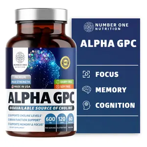 Number One Nutrition Alpha GPC 600mg Pure Choline Power 120 Capsules Daily Brain Boost Focus Memory Cognition