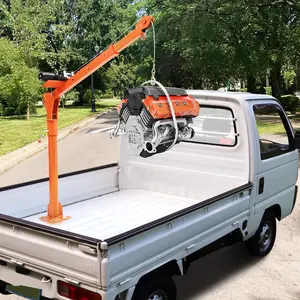Hydraulic & Electric Pickup Truck Bed Crane - 1000-1100 lbs Capacity, 360° Swivel, 3-Stage Adjustable Boom, 12V 3500 lb Winch, Heavy Duty Hitch Mount, Portable Folding Hoist Hydraulic & Electric Pickup Truck Bed Crane