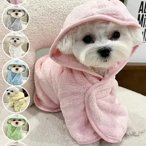 Petsin 1 PC Pet Bathrobe Hood Design, Multiple Sizes & Colors, Super Absorbent Quick Drying Pet Towels, Dog & Cat Accessories