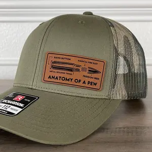 Anatomy Of A Pew 2nd Amendment Patriotic 2A Leather Patch Hat Green/Camo