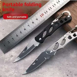 Portable Stainless Steel Folding Knife Keychain, Durable Edc Pocket Tool for Outdoor Activities & Daily Use, Compact Design for Easy Carrying