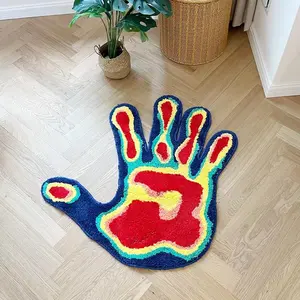 Hand Shaped Non-slip Floor Mat, 1 Count Creative Colorful Soft Floor Carpet, Decorative Area Rug, Fluffy Modern Rug, Cartoon Pattern Rug for Home Living Room Bedroom