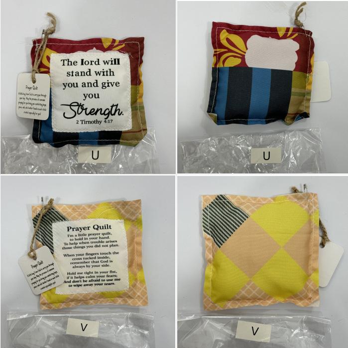 Vintage Prayer Blanket Square with Cross Inside, Mini Handmade Quilt, Religious Quilt, Colorful Stitched Blessing Poem Throw, Home Decor Gift Idea, Pocket Prayer Quilt #GLOBAL PICKS