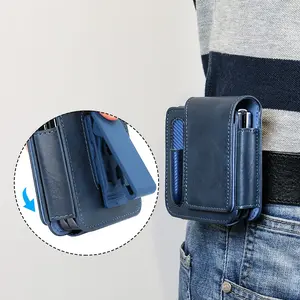 Faux Leather Universal Phone Waist Belt Bag, Belt Pouch for Samsung Galaxy Z Flip 7/6/5, Cell Phone Case, Purse with Pen Tray, Travel Essentials