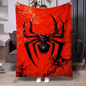 Spider Print Blanket, Holiday Gift Blanket for Living Room Bedroom Decor, Sofa Chair Office Nap Use