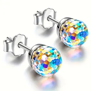 Elegant Crystal & Sterling Silver Stud Earrings - Hypoallergenic, Perfect Gift for Women and Girls on Any Occasion