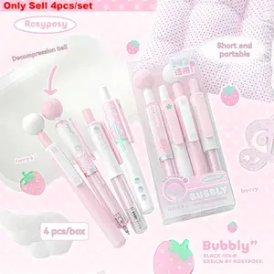 Short Pens 4pcs/set High Aesthetic 360° Rotating Stress Relief Writing Pens, Perfect for Exam Preparation, Office & School Use