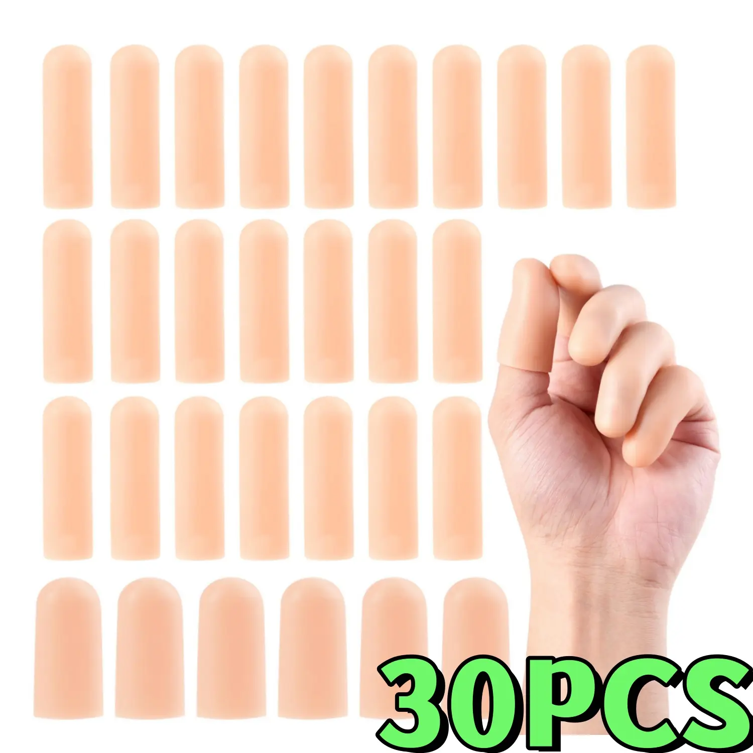 30PCS Reusable Gel Finger Protectors - 2 Sizes, Adjustable, Flexible, Handheld Bandages for Thumb Work Protection, with Healthcare Protective Box