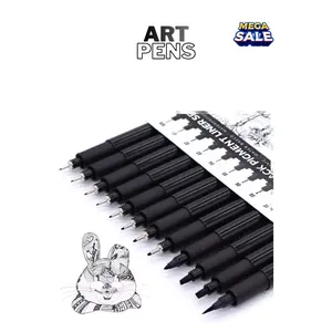Art Pens,Fineliner Ink Pens,Set of 12 Technical Drawing pen,Pigment Pen,Fine Point,Black,Waterproof,for Art Watercolor,Sketching,Anime,Manga, 902188