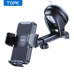 TOPK Car Mobile Phone Holder, Adjustable Car Phone Mount for Windshield, Suction Cup Design Dashboard Phone Holder, Car Interior Accessories