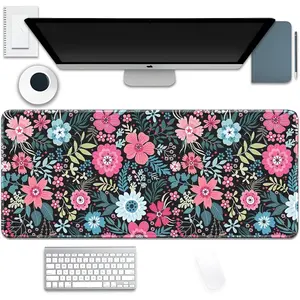 Retro Flowers Mouse Pad,Large Vintage Floral Mousepad Desk Pad with Stitched Edges,Non-Slip Waterproof Rubber Base Mouse Mat for Office Computer Keyboard Laptop Home