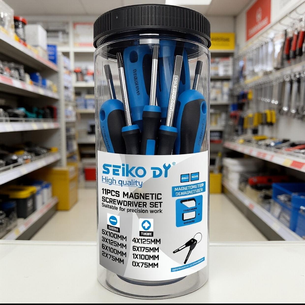 11-Piece Screwdriver Set, High Hardness and Toughness, Professional Tool Material, Ultra-Hard and Strong Magnetic, Large and Small Sizes, Stubby Screwdrivers, Phillips and Slotted Screwdrivers, for Home Use