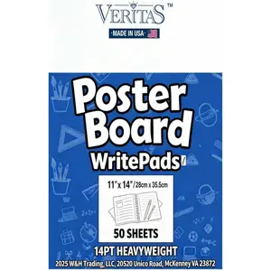 50 Pack 11x14 Inches White Blank Heavyweight 290GSM 14PT Thick Poster Board Bulk for School Projects Arts Crafts Vision Boards Presentations Graphic Display Made in USA