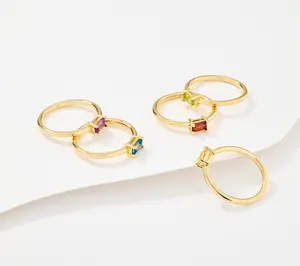 David Markstein Bronze Set of 5 Genuine Gemstone Rings