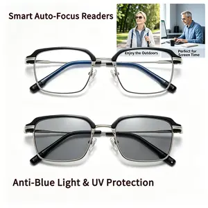 Unisex Multi Focus Progressive Glasses Men Women Auto Adjust Photochromic Driving Sunglasses No Line Multifocal Reading Eyeglasses Anti Blue Light Computer Screen Protection Non Prescription Intelligent Zoom Eyewear Protective Case Christmas Gift Pack
