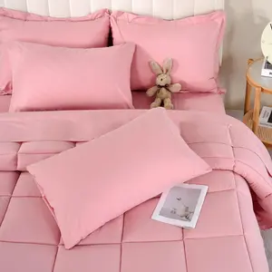 Full Size Comforter Sets, 7Pcs Full Size Sets Pink, Down Alternative Comforter Sets with Comforter, Flat Sheet, Sheet, 2 Pillow Shams  2 Pillowcases