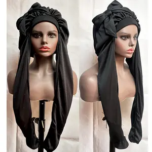 Bonnet for Sleeping With Bowknot , Hair Bonnet with Eyeshade Cover Shade Removable, Breathable Water Resistant for Long Braids Hair Protection Lightweight Adjustable Black Colo