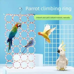 Bird Rope Climbing Ladder, Hanging Swing Perch Toy for Budgies, Lovebirds, Quakers, Conures, Releases Energy, Reduces Anxiety