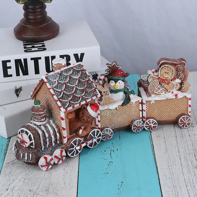 Christmas Train Decoration Ornaments, Christmas Holiday Gifts Gingerbread Man Train, Santa Claus Bear Crafts