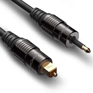 24k gold plated toslink to mini toslink digital optical spdif audio cable with metal connectors strainrelief pvc jacket 10ft