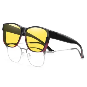 HAOLOTA Night Vision Glasses HD Polarized Yellow Tinted Anti-Glare Fit Over Prescription Glasses for Men Women TR90 Frame Wrap-Around Design Lightweight Durable Sunglasses