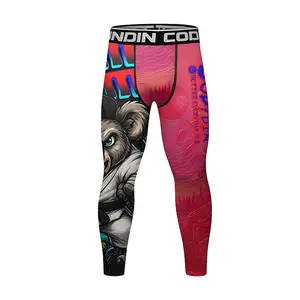 Unisex Clothes Cody Lundin 2-Piece Full-Print Beastprint Combat Sportswear Set - Polyester Blend Silicone Grip Rash Guard, Snug Compression Spats Fight Shorts, Sun-Protective, Standard Sizes for Jiu Jitsu, MMA