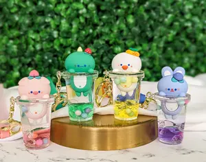 Dinosaur Liquid Fruit Keychain, Pig Key Chain Ring, Cute Rabbit Shaker Accessory, Kawaii Pig Bag Charm, Strawberry Fidget Toy, Peach, Berry cute keychain