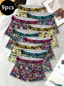 Trendy Breathable Comfort Boyshorts (9 Pack), Casual Slim-Fitting Underwear for All Seasons, Daily Wear Outdoor Sports