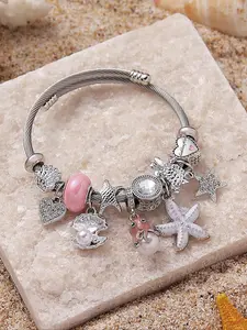 Cute Ocean Themed Charm Bracelet, Fashionable Jewelry for Women & Girls, Trendy All-match & Exquisite Jewelry for Birthday Gift, Charms Bracelet