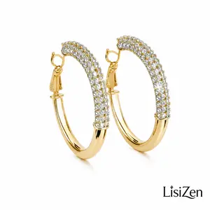 LisiZen Cross-Border Personalized Exaggerated Zircon Circle Earrings for Women, Stylish Light Luxury Unique Design Shiny Ear Hoops DZEH6093