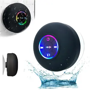 Sperax Mini Bluetooth Shower Speaker-with Led Light, Portable Wireless Speaker with Suction Cup, IPX4 Waterproof, for Shower, Beach & Home Use