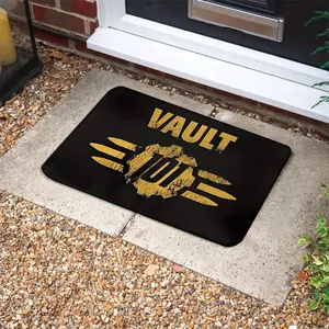 Machine Washable Fallout Vault 101 Welcome Doormat - Non-Slip Polyester Rectangle Indoor Outdoor Entrance Mat for Front Door, Kitchen, Porch with Home Decor Rug Features