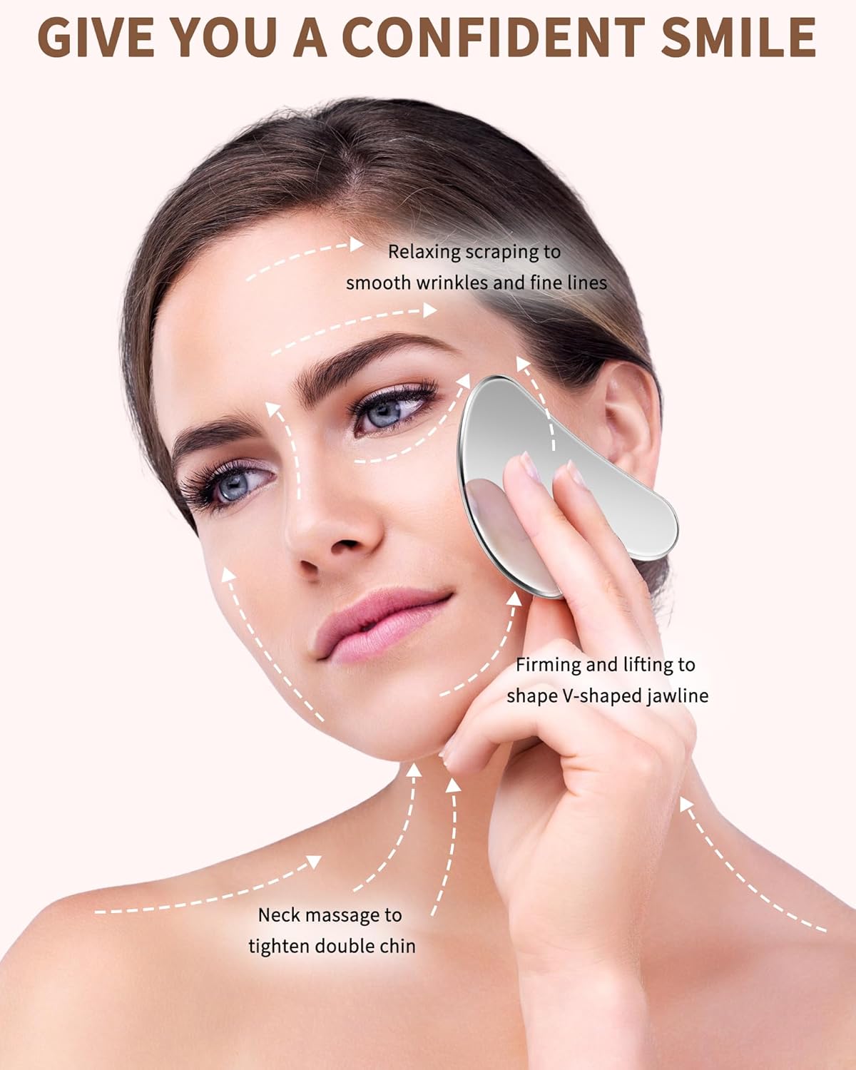 Professional Stainless Steel Gua Sha Tool for Facial Lifting & Slimming - Beauty Salon Style, Duith Leather Case, rable wIdeal for Daily Skincare Facial Daily Storage