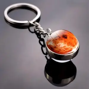 Solar System Keychain with Eight Planet Charms, Cute Stylish Space Themed Educational Jewelry for Men Women Daily Carry