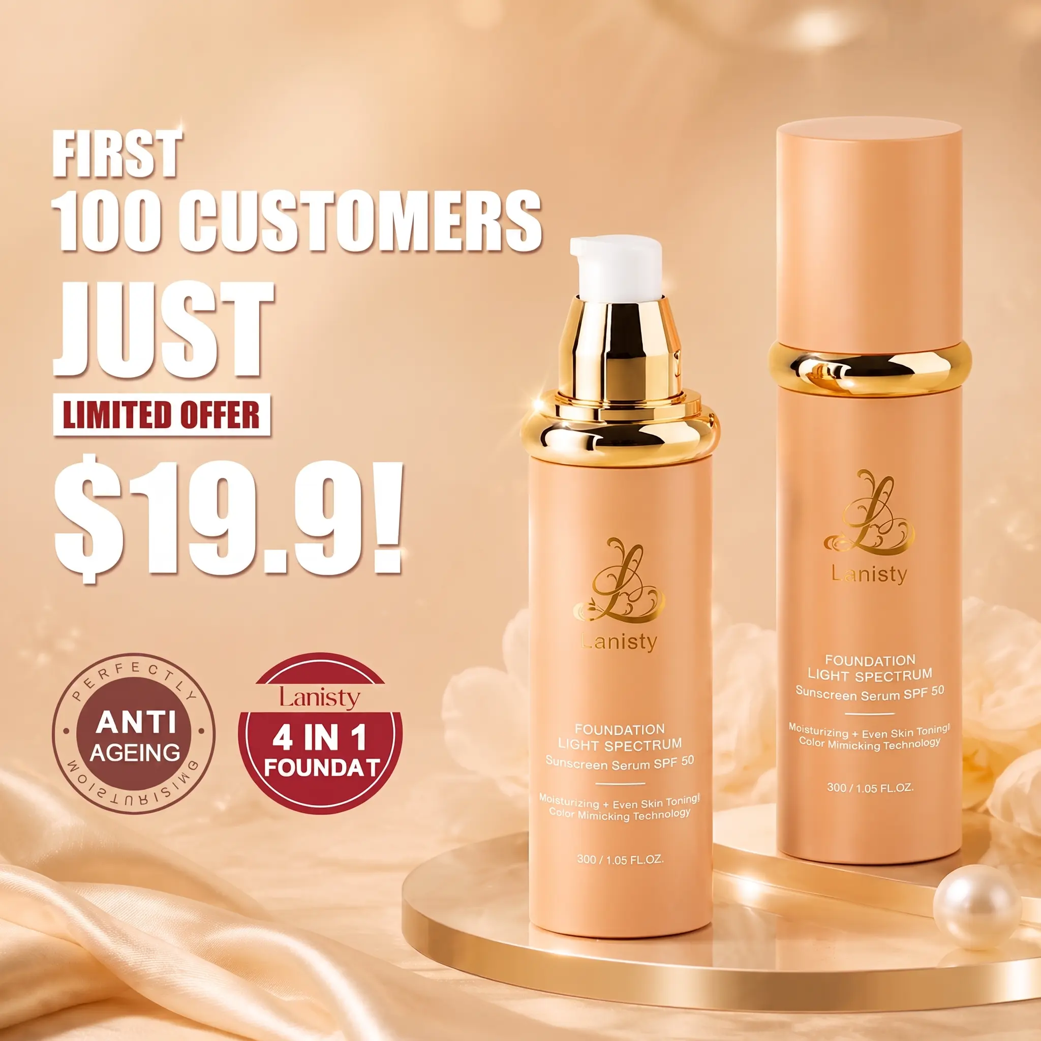 4 in 1-Light Spectrum Color Changing Foundation Gentle Formula Moisturizer Fragrance Foundation Long Lasting ，Concealer,Hydration Matte FinishSeamless Concealment     concealer