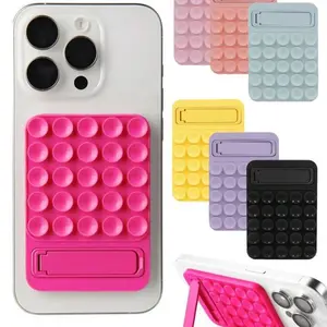Upgrade Silicone Suction Cup Stand, Strong Adhesive Multi-Functional Anti-Slip Foldable Phone Holder, Selfie Support with Back Glue