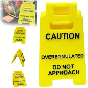 Fun Warning Desk Sign Printed 3D, Modern Plastic Desktop Marker, Office Decor Avoid Overstimulation, Home and Work Space Accessory, Desk Signage Decoration
