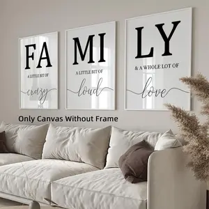 Family Quotes Unframed Canvas Poster, 3 Counts Modern Minimalist Wall Art, Waterproof Canvas Wall Art for Home Living Room Bedroom Office Decor