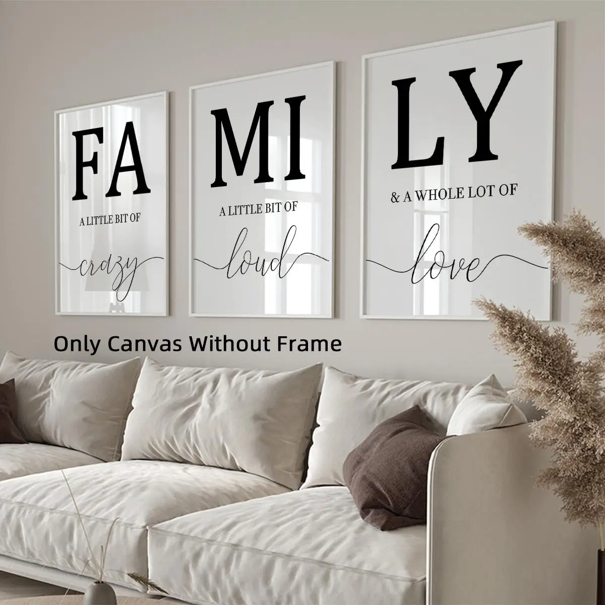 Family Quotes Unframed Canvas Poster, 3 Counts Modern Minimalist Wall Art, Waterproof Canvas Wall Art for Home Living Room Bedroom Office Decor