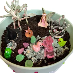 Wicked Themed Fairy Garden Kit with Miniature Figurines and Decorative Elements for Enchanting Miniature Landscaping