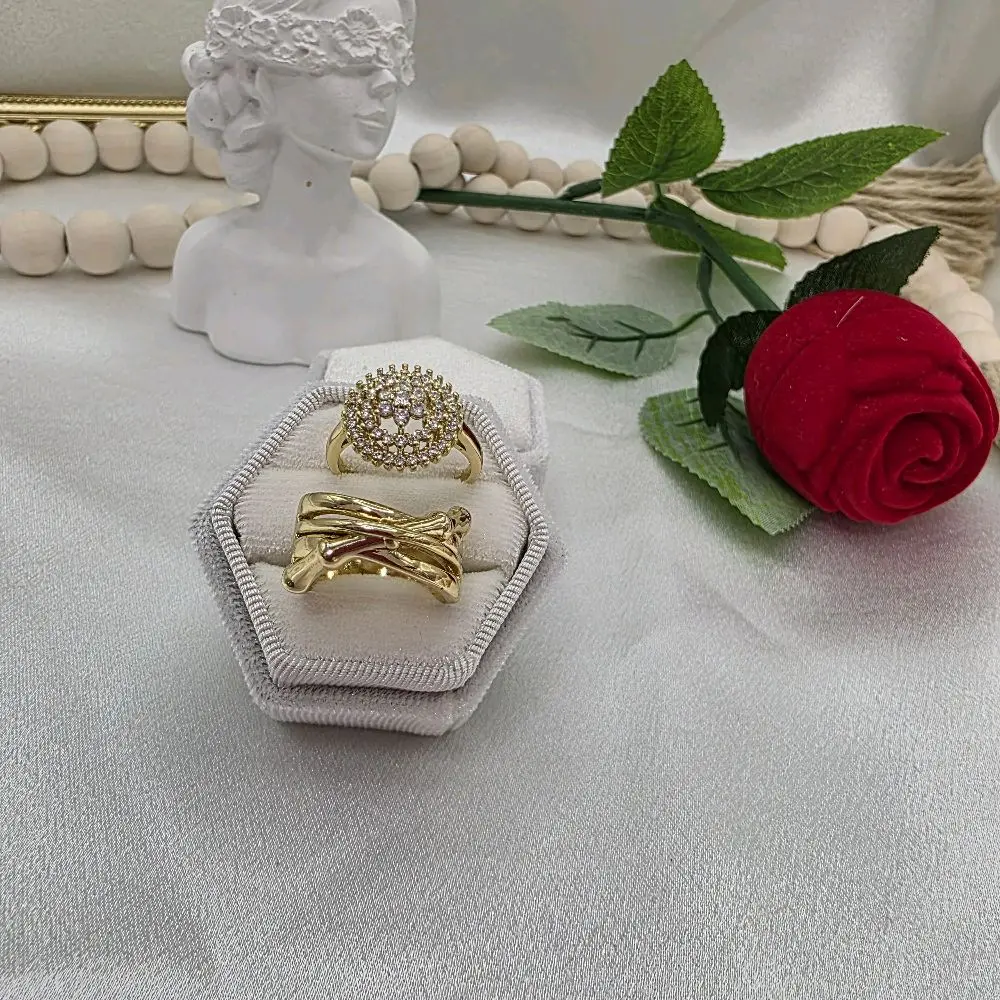 valdiviajewery #2266 Wedding ring set, 14k gold plated, high quality