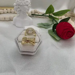 valdiviajewery #2266 Wedding ring set, 14k gold plated, high quality