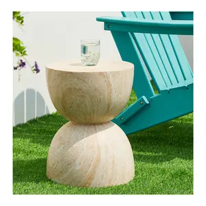 Glitzhome 18" Hourglass Faux Travertine GardenStool / Table